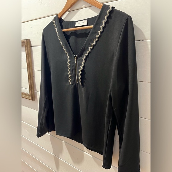 AXARA Paris Embroidered Zip Blouse - Size S - Picture 7 of 9